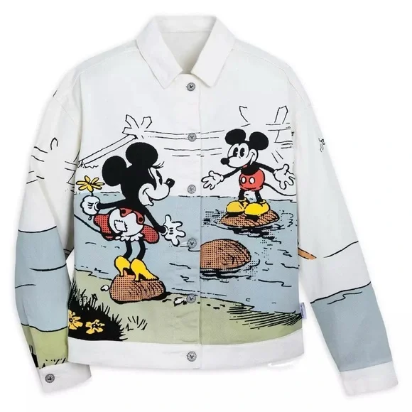 Disney Parks Rare Her Universe Mickey and Minnie Denim Jacket Sz XS - Picture 1 of 14